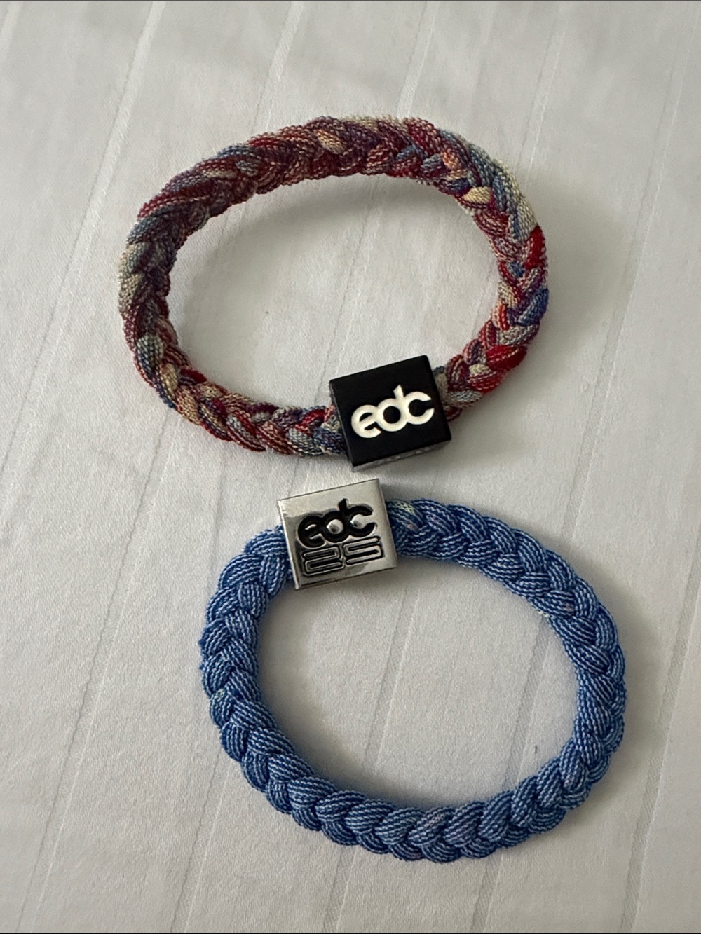EDC Braided Bracelet Set - Red, Blue, Cream